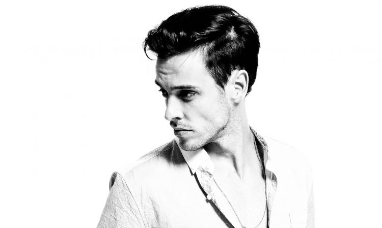 black and white image of handsome man