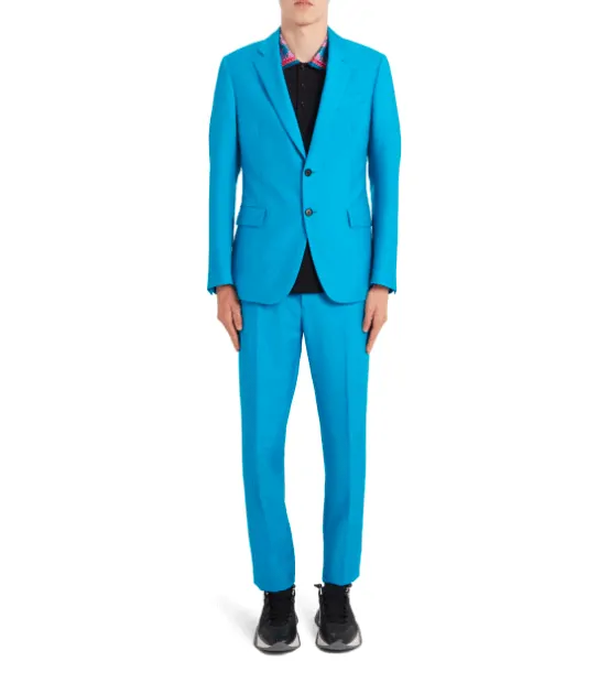Turquoise suit by Versace