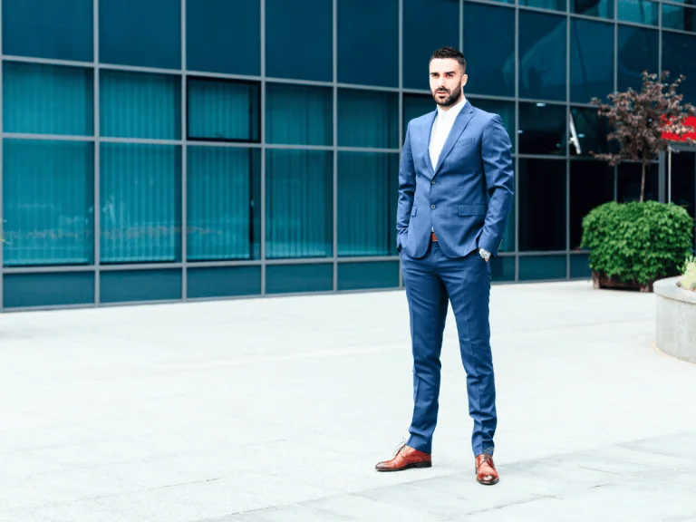 Blue suit with Brown Shoes