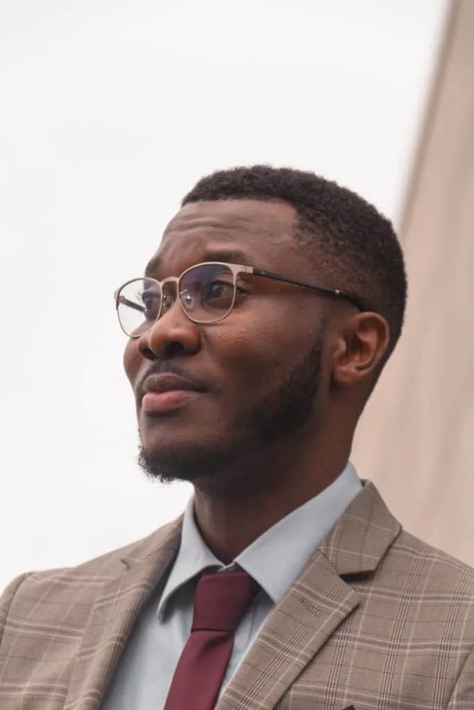 man with tweed suit