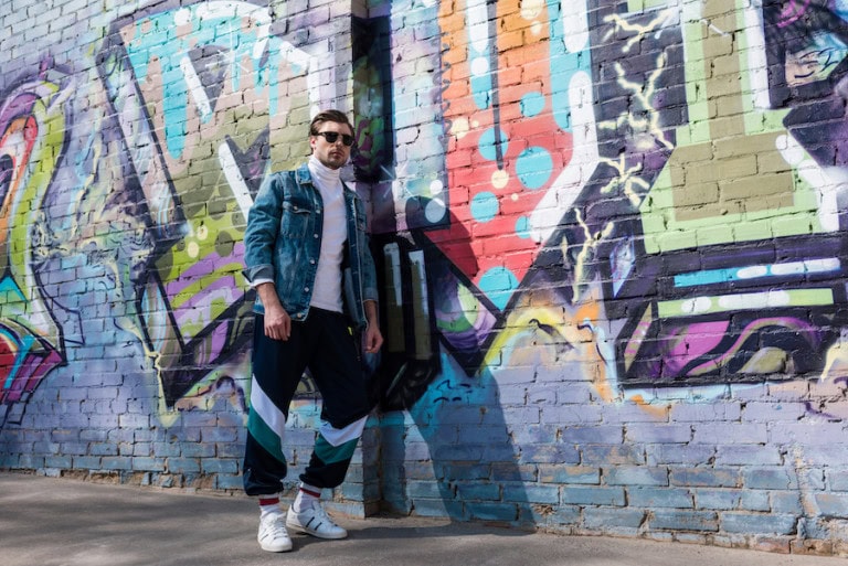 man wearing track pants