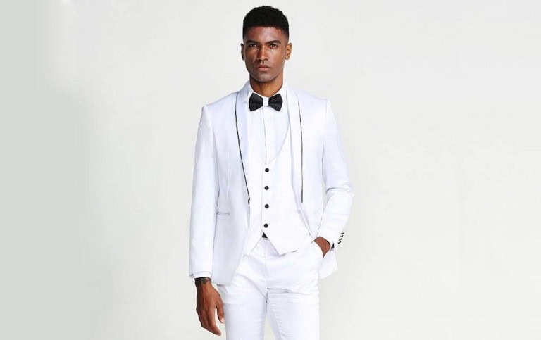 man wearing white suit