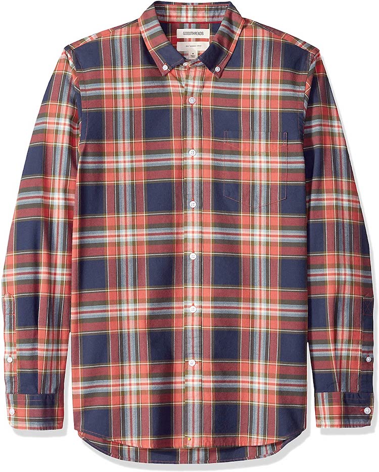 Goodthreads Men's Slim-Fit Long-Sleeve Plaid Oxford Shirt