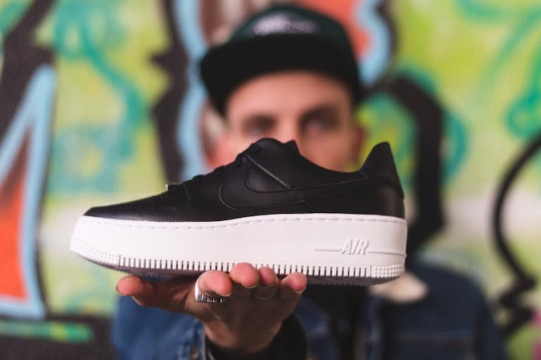 black leather sneaker