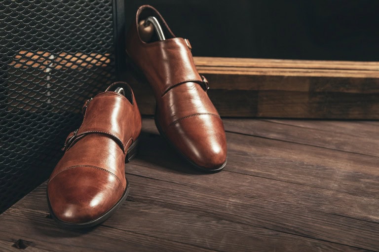 Brown monk strap shoes