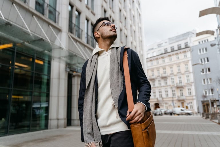 man carrying stylish bag