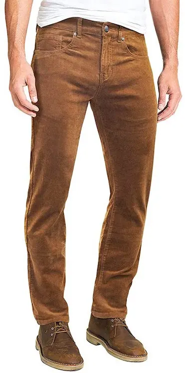 ETHANOL Men's Slim Stretchy Casual Corduroy Pant