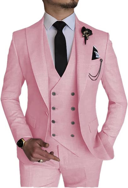 pink colour three piece suit