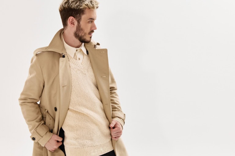 model wearing a stylish trench coat