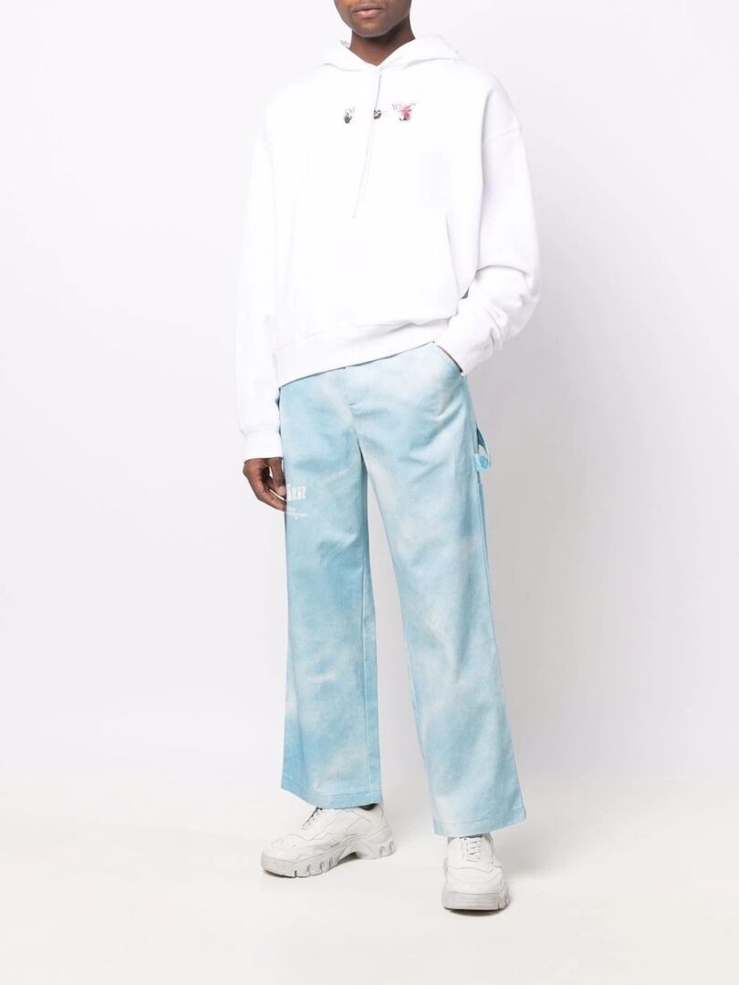 Dhwani White Flared Cotton Pant With Applique