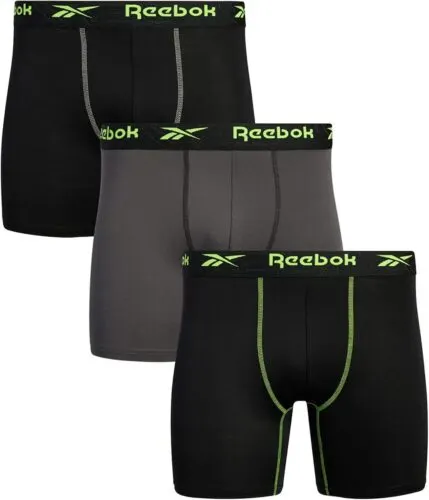 Reebok Men's 3 Pack Performance Quick Dry Moisture Wicking Boxer Briefs