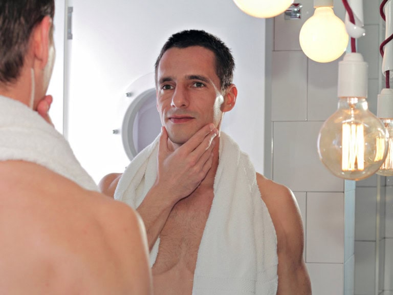 man after using aftershave